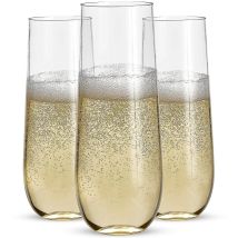 24 Verres À Champagne Sans Pied En Plastique - 9 Verres À Champagne Transparents Incassables