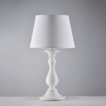 Lume In Legno Bianco Shabby 1 Luce Con Paralume Dm.35 H.60 - Ø35