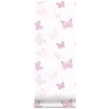 Kids At Home - Superfresco Easy - Kinder Vliestapete - Schmetterlinge - Weiss/rosa - 10mx52cm