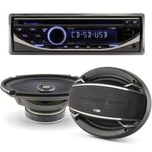 Pack Sono Voiture Autoradio Rcd123 4x75w + 2 Haut Parleurs Ovales 6x9" Caliber 180w