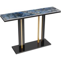 Konsolentisch Marmor Schmal Metall, Luxus Konsolentisch Marmor Mit Metallgestell, 2-ablagen Beistelltisch Flurtisch Eingangtisch Für Wohnzimmer Flur 