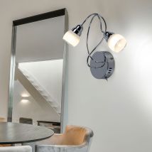 Esto - Spotlampe Wandleuchte Wandlampe Wohnzimmerlampe Schlafzimmerleuchte, 2 Flammig, Metall Glas Chrom Satiniert, 2x Led 5w 450lm Warmweiß, Bxh 