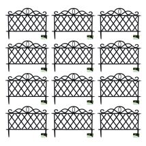 Hamble Distribution - Pack Of 12 27cm Black Plastic Garden Patio Lawn Border Fence Edging