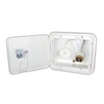 Jr Products K7112 - Objectif Blanc Polaire City/gravité Trappe D'Eau Avec Clapet Anti-retour Laiton Et Serrure À Clé