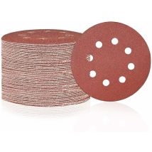 50 Pack 8 Hole Sanding Discs - 120 Grit - Wear Resistant Sandpaper For Random Orbital Sander For Wood, Metal, Marble, Plastic