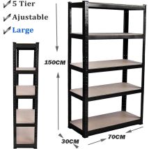 Briefness - Racking Bays 5 Tier Boltless Garage Shelving Unit Storage Rack Heavy Duty Black