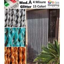 Tenda Moschiera Zanzariera A Fili In Pvc Per Esterno Porta Balcone Mod.a Glitter - Misura: 130x240h - Colore: Marrone (5)