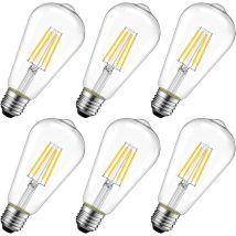 6er-pack Vintage-edison-led-filamentlampen, 8 W, E27, St64, 2700 K, Warmweiß, Nicht Dimmbar