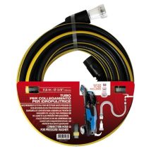 Fitt Kit Manguera Hidrolimpiadora 7,5m 15mm – Adaptadores incluidos – PVC reforzado – Presión 8 bar