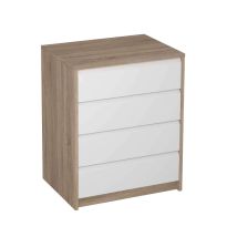 Mb - Cajonera Madrid En Roble Y Blanco. 73,4 Cm(alto)60 Cm(ancho)45 Cm(fondo)