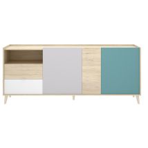 Aparador 180x43 Cm Multicolor Con Tres Puertas Y Dos Cajones - Cecina