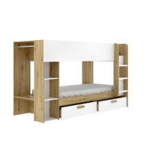 Vente-unique - Dekit Vinty - Cama Para Dormitorio - Litera - Blanco / Nordic - 150 X 245.4 X 109.8
