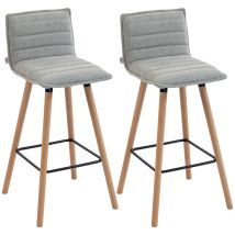 Lot De 2 Tabourets De Bar, Chaises De Bar, Assise Rembourrée, Dossier Et Repose-pieds, 48 X 48 X 99,5 Cm, Gris