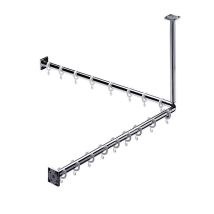 Set tenda doccia SYSTEM 2 800mm cromo – 16 anelli – 2x aste, 1x set di montaggio, 1x connettore ad angolo, 1x supporto per soffitto – Emco