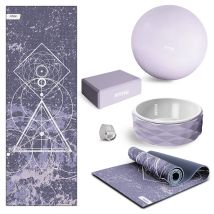 Kit 5 Yoga Und Pilates-zubehör Kitwell-500 Lila, Yoga-matte, Yoga-block Und Rad, Fitball, Übung Gurt, Anfänger Und Erhöhung Der Schwierigkeit Fitfiu 