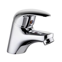 Eurosanit – Rubinetto miscelatore per lavabo NF Kea, ottone cromato, cartuccia ceramica, 35 mm – Finitura metallica, 10 anni garanzia