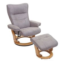 Neuwertig] Mca Relaxsessel Edmonton, Fernsehsessel Hocker, Stoff/textil 130kg Belastbar Hellgrau, Naturbraun