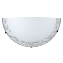 Elegante Chrom-wandleuchte Mit Dekoriertem Glas Und Weißer Platte, Ausgestattet Mit Haken Zur Montage, Geeignet Für Die Aufnahme Einer E27-glühbirne.