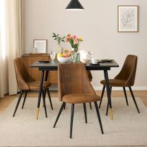 Meubles Cosy Smeg Pack De 4 Sillas De Comedor Industriales, Tapizado En Ante Sintético