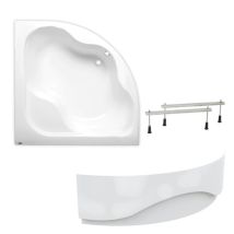 150 X 150 Cm Synthia Plus Eckbadewanne + Schürze + Füße, Acryl, Links Und Rechts, Weiß (sy1500plus-set1) - Siko