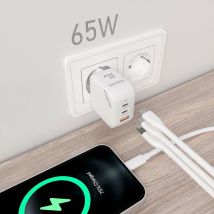 Cargador USB Aisens 65W – 2x USB-C Power Delivery 3.0 – 1x USB-A Quick Charge 3.0 – Diseño compacto y ligero