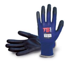 Guante de trabajo nylon fibra carbono licra palma PPU azul 25 cm – Talla 7-9 – Antiestático, transpirabilidad, impermeabilidad