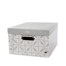 Idena 11196 - Scatola Portaoggetti Con Coperchio E Manici In Metallo, Cestino Portaoggetti In Robusto Cartone, Circa 37,5 X 28 X 18 Cm