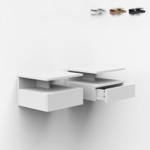 Juego De 2 Mesitas De Noche Flotantes Con Cajón Para Dormitorio Alabastro - Blanco