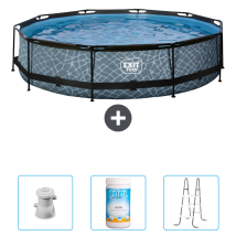 Exit-toys Piscina Exit Rotonda - Effetto Pietra - 360x76 Cm - 6-pezzi Scb96