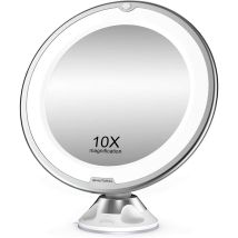 Espejo De Maquillaje, Aumento De 10x Con Led Blanco Luz Diurna, Espejo De Baño Iluminado Portátil