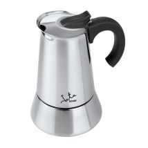 Jata Edelstahl-Induktionskaffeemaschine "Odin" 12 Tassen Hochglanzpoliert Rostschutz Massiver Griff