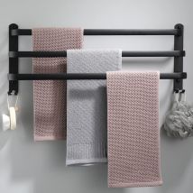 Toallero De Aluminio De Pared - 3 Niveles - 40 Cm - Impermeable - Negro - Apto Para Baño, Cocina, Ducha