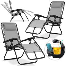 Lettino Da Giardino Pieghevole Con Cuscino Sofotel Chillwell Set Da 2 Pezzi Grigio