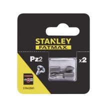 Stanley – 2 Puntas de Torsión 25mm Pz2 – Herramientas de Bricolaje – Accesorios para Atornillador