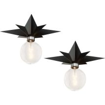 Plafonnier Affleurant- 2 Pcs Luminaire Étoile Noire Luminaire Proche Du Plafond Du Milieu Du Siècle, Plafonnier Moderne Pour Cuisine, Couloir Et Salle
