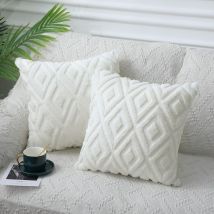 Zolginah Juego De 2 Fundas De Cojines Decorativos De Terciopelo Corto De Lana Suave Estilo Lujo Para Sofá Dormitorio - Forma De Diamante Moderna Beige