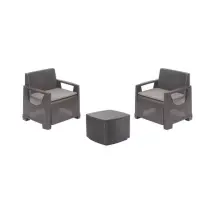 Set Da Giardino "sorrento" In Polipropilene Antracite 2 Sedute E Tavolino