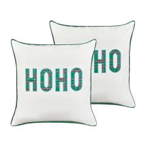 Beliani - Dekokissen 2er Set Weiß Weihnachtliches Motiv 45 X 45 Cm Mit Tartan Muster Kariert Karo Für Weihnachten Weihnachtsdeko Zierkissen 