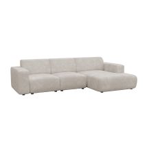 Nayva - Canapé D'Angle En Tissu Beige - Angle Droit