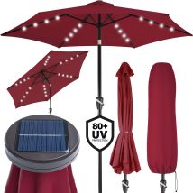 Kingsleeve - Sombrilla De Jardín 24 Luces Leds Solares Protección Uv 80+ Mástil Desmontable De Alumionio Manivela Parasol Inclinable Rojo