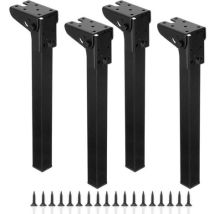 Pieds De Table Pliants 30 Cm – Lot De 4 En Métal Noir – Installation Facile Avec Vis Pré-percées – Pour Tables, Bureaux Et Camping