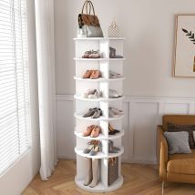 Tour À Chaussures Pivotante À 7 Niveaux – Support À Chaussures Pivotant À 360°, Sur Pied, Peu Encombrant, Pouvant Accueillir Jusqu'à 28 Paires De 