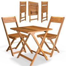 Casaria Tavolino Con Sedie Da Esterno In Legno Di Acacia Giardino Terrazza Bar Marrone