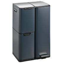 Kitchen Move – Poubelle À Pédale Tri Sélectif 60l – 3 Compartiments Amovibles – Acier Inoxydable Gris Mat – Ouverture Ergonomique