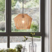 Lámpara Colgante Sela Metal + Cuerda 158 X Ø 33 Cm - Negro Y Beige [ Lux.pro