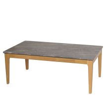 Mesa De Centro Hhg-649, Mesa Auxiliar Mesa De Sofá, Madera Maciza Hdf Laminado Melamina 46x120x70cm, Aspecto Mármol/piedra Patas Claras