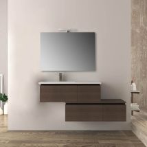 Mobile Da Bagno 140 Cm Sospeso Moderno Rovere Scuro Soft Slide