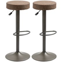 Set 2 Sgabelli Bar Girevoli Altezza Regolabile Poggiapiedi, 35x36x64-85cm, Marron