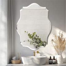 Espejo De Baño De Pared Biselado Decorativo Sin Marco, Espejo Minimalista Irregular De Vidrio Plateado Para Comedor Salón Entrada Pasillo, 60x80 Cm
