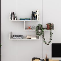 Tibet Wall Mounted Modern Bookcase Display Unit W 119cm Wide - Gold Marble Effect - Lagina - Decortie
